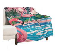 Flamingo and Swimming Pool Blanket Soft Flannel Throw Blanket 40"x60", Lightweight Decorative Blankets Warm Cozy Blankets for Couch, Bed, Camping & Travel, Ideal Gifts for Women Men