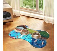 Flamingo and swimming pool Bone Shaped Absorbent Dog Feeding Mat