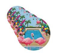 Flamingo and swimming pool Car Air Freshener Cards Set of 4 Pieces Long Lasting Hanging Scented Cards for Bedroom Wardrobe Car Aromatherapy Tablets for Men Women Rearview Mirror Pendant