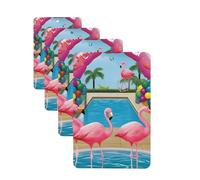 Flamingo and swimming pool Car Air Freshener Cards Set of 4 Pieces Long Lasting Hanging Scented Cards for Bedroom Wardrobe Car Aromatherapy Tablets for Men Women Rearview Mirror Pendant