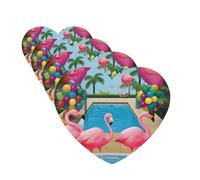 Flamingo and swimming pool Car Air Freshener Cards Set of 4 Pieces Long Lasting Hanging Scented Cards for Bedroom Wardrobe Car Aromatherapy Tablets for Men Women Rearview Mirror Pendant