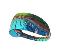 Flamingo and Swimming Pool Elastic Sports Headband, Unisex, Soft and Breathable, Quick-Absorbent, Polyester Material