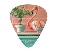 Flamingo And Swimming Pool - Guitar Picks-12 Pack Includes Thin, Medium & Heavy Gauges, Best Gift for Guitar Lovers