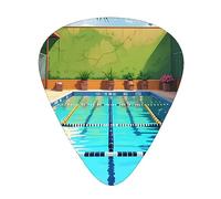 Flamingo and swimming pool Guitar picks 12 pieces, ABS material, smooth edges, comfortable feel, 3 optional thicknesses