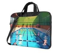 Flamingo and swimming pool Laptop Bag 14 inch Portable Handbag, Safe Protective Inner Lining for Business Trip and Office Use