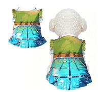 Flamingo and swimming pool M Pet Apparel for Small Dogs-Cute Summer Outfit for Puppy, Soft Breathable Pet Clothes for Cat