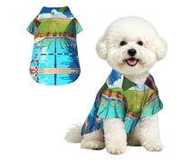 Flamingo and Swimming Pool Pet Hawaiian Shirt - Soft Peach Skin Button-Down top, Casual Beach Style Large