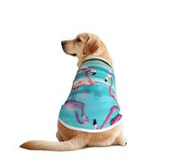 Flamingo And Swimming Pool Print Dog Outfit Sleeveles, Funny Pet Dog Clothes Machine Washable Shirt Vest For Medium Large Dogs