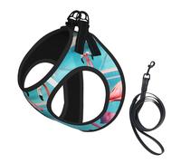 Flamingo And Swimming Pool Print Pet Leash Vest,Breathable Mesh Pet Harness, Reflective For Small Medium Dogs Safe Easy Walking
