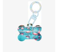Flamingo and Swimming Pool Printing Acrylic Dog Bone Ornament,Dog Tags Personalized Pet Ornament, Key Chain Bone Shaped Id Tags
