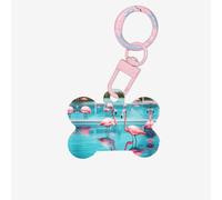 Flamingo and Swimming Pool Printing Acrylic Dog Bone Ornament,Dog Tags Personalized Pet Ornament, Key Chain Bone Shaped Id Tags