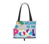 "Flamingo and swimming pool Prints Small Dog Carrier Bag, Portable Cat Carrier Handbag, Foldable Pet Carrier Bag, Personalized Pattern Design"