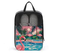 Flamingo And Swimming Pool Shoe Bag Waterproof & Breathable Shoe Pouch for Travel, Portable Carry Case for Sports Sneakers, Gym, Vacation