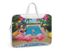 Flamingo And Swimming Pool1 Printed Leather Shoulder Messenger Bag Briefcase for Men Women Travel Business Office Hangbag Laptop Pack Crossbody