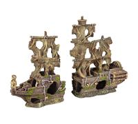 Flamingo Aquarium Decoration Shipwreck 2 Pieces 45x13x34 Cm For Fish