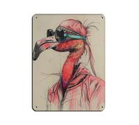 Flamingo Art Retro Poster Metal Tin Sign Chic Art Retro Iron Painting Bar People Cave Cafe Family Garage Poster Wall Decoration 12x16inch(30x40cm)