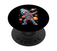 Flamingo Astronaut Dabbing Funny Space Animal for Kids PopSockets Adhesive PopGrip