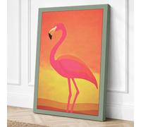 Flamingo at Dusk Tropical Canvas Wall Art Print 30x20 Inch