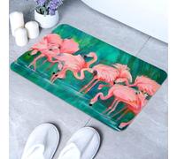 Flamingo Bath Mat Rugs Bathroom Floor Mat Super Absorbent Ultra Thin Low Profile Non Slip Quick Dry Washable Carpet for in Front of Bathtub,Shower Room,Sink（20"*32"Square）
