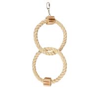 Flamingo BBQ Sitting Toy 2 Rings On Rope Made Of Wood & Sisal 28Cm
