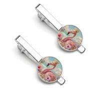 Flamingo Beach 2 Pcs Tie Clips for Men Tie Bar Tie Pins for Regular Ties Wedding Business