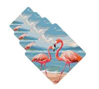 Flamingo Beach Car Air Fresheners Cards 4 Pcs Hanging Fragrance Scented Cards Long-Lasting Car Aromatherapy Tablets for Wardrobe Bathroom Car Interior Mirror Pendant Gifts