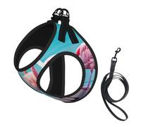 Flamingo Beach print Dog Harness and Leash Set, Reflective Adjustable Puppy Vest for Small Medium Large Dogs, Cats