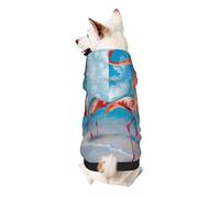 Flamingo Beach Printed Dog Hoodie Soft Dog Sweatshirt Cute Cat Dog Clothes for Small Dogs Kitten Puppy, 2XL