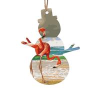 Flamingo Beach Printed Snowman Shape Xmas Ornaments 1 Pcs, Christmas wooden pendant Hanging for Xmas Tree Home Indoor Outdoor Decor