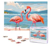 Flamingo Beach Puzzles for Adults 1000 Pieces, Wooden Puzzle Personalized Jigsaw Puzzles from Photos, Challenging Puzzle Art Painting Home Decor Birthday Party Gift (29.5" x 19.7")