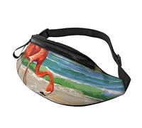 Flamingo Beach Sport Waist Bag Travel Bumbags with Zipper and Earphone Hole, Running Fanny Pack Waist Pack with Adjustable Belt for Men Women