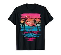 Flamingo Beach Summer Vibes Palm Tree Tropical T-Shirt