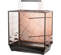 Flamingo Bird Cage - Aviary Birds - Parakeet Cage Siri Copper - 78 x 48 x 100 cm - 4 Perches & 4 Bowls, 5 Flaps + Roof Opening, Double Drawers, Decorative Back Panel