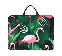 Flamingo Bird Green Leaf Print 14in Laptop Case Sleeve Water-Resistant Portable Notebook Cover Bag For Office