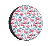 Flamingo Bird Green Plant Leaf Christmas Tire Cover Universal Fit For Trailer,Rv,Car,Truck,Suv,Jeep,Waterproof Dustproof
