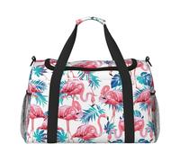 Flamingo bird Green Plant Leaf Hand Travel Bag - Large Reusable Shopping Tote Bag, Perfect for Outdoor Activities, Sports, Camping & Groceries, Black, One Size