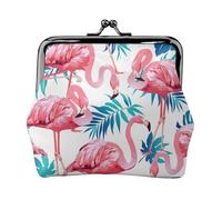 Flamingo Bird Green Plant Leaf Lightweight Wallet Minimalist Wallet For Daily Commute And Travel Adventures, Black, One Size, Art Deco