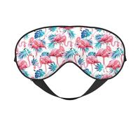 Flamingo Bird Green Plant Leaf Print Breathable Full-Cover Eye Mask Stylish Adjustable Nap Night Restful Environment