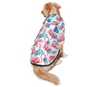 Flamingo Bird Green Plant Leaf Print Dog Hoodie For Medium To Large Dogs, Warm, Soft, Breathable Sweatshirt, Easy To Wear Jumper For Winter And Fall, Pet Coat Pullover