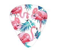 Flamingo bird Green Plant Leaf Print Guitar Pick,12 Pack,Includes Thin,Medium,Heavy Gauges,Suitable for guitar,ukulele