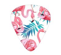 Flamingo bird Green Plant Leaf Print Guitar Pick for Men Women Triangle Instrument Accessories Plectrums(12pcs One sided)