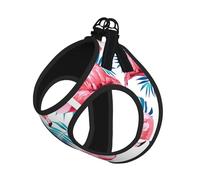 Flamingo Bird Green Plant Leaf Print Harness Leash Set For Cats And Dogs, Reflective Adjustable, Soft Breathable Mesh Vest With Escape-Proof Lead, For Small Pets And Kitten Puppies