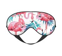 Flamingo Bird Green Plant Leaf Print Outdoor Travel Stylish Eye Mask Adjustable Sleep Camping Meditation Relaxation