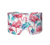 Flamingo Bird Green Plant Leaf Print Sleep Eye and Ear Muffs Mask - Adjustable Yoga Travel Headband, Keep Warm Shading Comfortable Aid