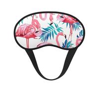 Flamingo Bird Green Plant Leaf Print Sleep Mask for Side Sleepers Cute Blackout Eye Mask Shades Cover for Home or Travel