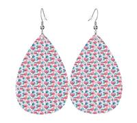 Flamingo Bird Green Plant Leaf Print Teardrop Earrings Dangle For Women Fashion Jewelry Festival Daily Wear Accessory