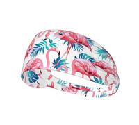 Flamingo Bird Green Plant Leaf Printing Double-Sided,Unisex Elastic Sports Headband,Ideal As A Gift For Sports-Loving Friends,Family
