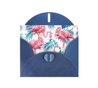 Flamingo Bird Green Plant Leaf Printing Holiday Love Buckle Pearl Paper Bulk With Envelopes Greeting, Thinking Of You Cards 4 X 6inch