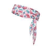 Flamingo Bird Green Plant Leaf Printing Sports Headband Tie,Durable Sports Bandage Headscarf, Ideal for Volleyball & Workouts​