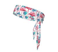 Flamingo Bird Green Plant Leaf Sports Head Tie Beach Summer Tropical Tie Sweatband Headband Men Women Elastic Moisture for Running